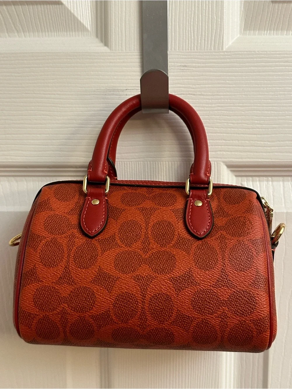 Coach Red Signature Mini Satchel with Gold Hardware